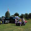 50/50 ladies riding in style with their purple Hoosier ride.